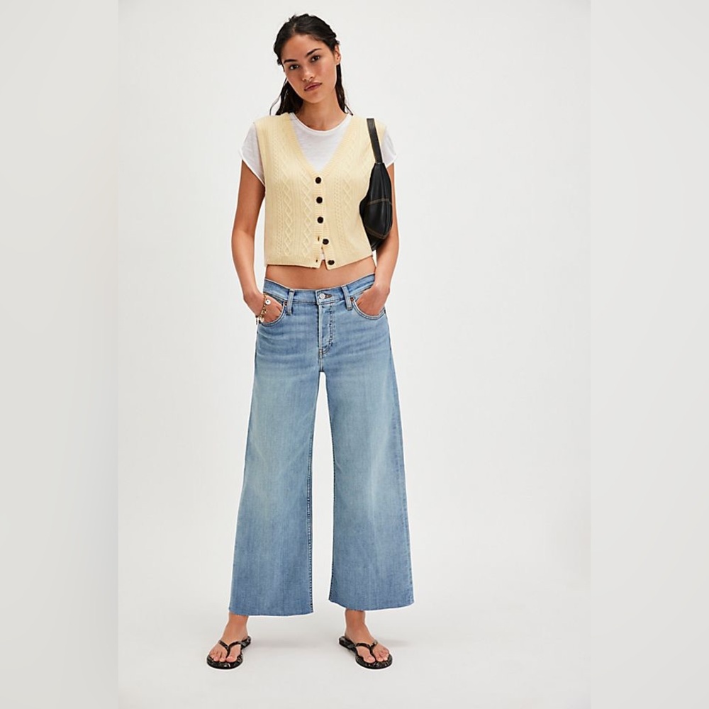 Re/Done mid rise wide leg crop in marea
